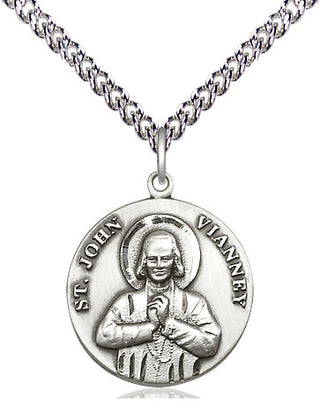 Sterling Silver Saint John Vianney Medal Religious Jewelry