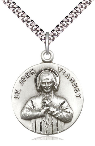 Sterling Silver Saint John Vianney Medal Catholic Jewelry