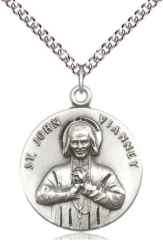 Sterling Silver Saint John Vianney Medal Catholic Jewelry