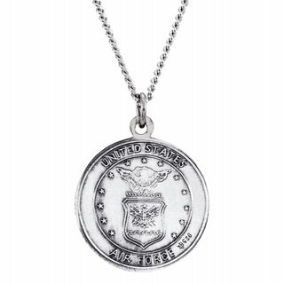 Sterling Silver 18 mm St. Christopher U.S. Air Force Medal 18" Necklace