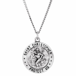 Sterling Silver 18 mm Saint Christopher U.S. Air Force Medal 18" Necklace