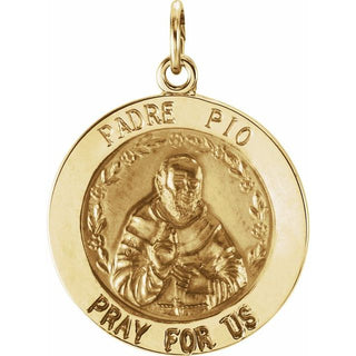 14K Yellow 18 mm Round Saint Padre Pio Medal