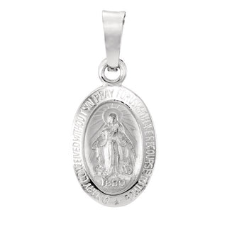 14K White 26x18 mm Oval Miraculous Medal