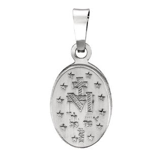 14K White 15x11 mm Oval Miraculous Medal