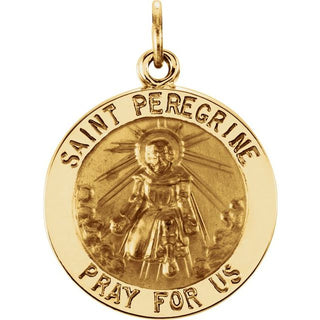 14K Yellow 18 mm Round Saint Peregrine Medal