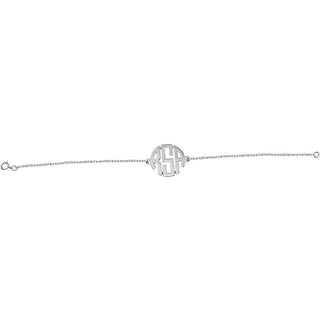 Sterling Silver 20 mm 3-Initials Block Monogram 8" Bracelet