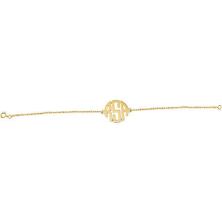 10K Yellow 20 mm 3-Initials Block Monogram 8" Bracelet