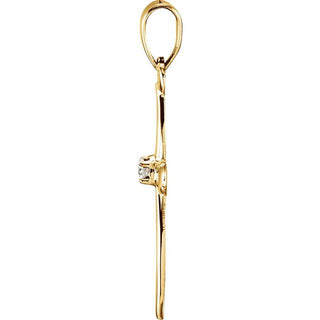 14K Yellow .025 CT Natural Diamond Cross Pendant
