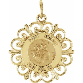 14K Yellow 18 mm Saint Anthony Medal
