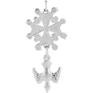 14K White Huguenot Cross Pendant