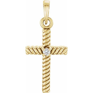 14K Yellow .015 CT Natural Diamond Cross Pendant