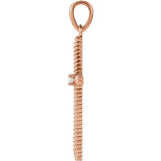 14K Rose .03 CT Natural Diamond Cross Pendant