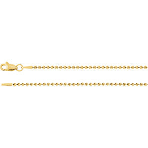 18-inch Bead Chain with Lobster Clasp - 14K Yellow Gold