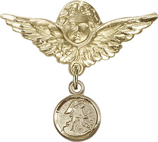 14kt Gold Filled Large Angel w/Wings Guardian Angel Baby Badge