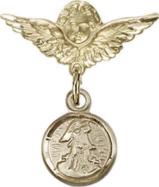 14kt Gold Filled Small Angel w/Wings Guardian Angel Baby Badge