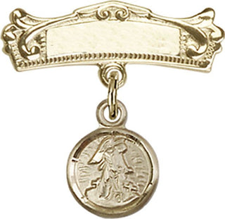 14kt Gold Badge Pin Guardian Angel Baby Badge