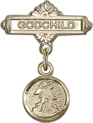 14kt Gold Godchild Guardian Angel Baby Badge