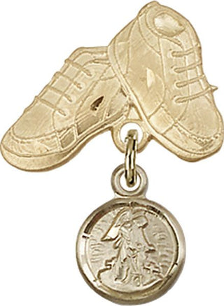14kt Gold Baby Boots Guardian Angel Baby Badge