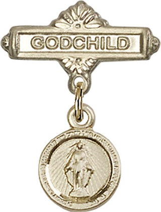 14kt Gold Godchild Miraculous Baby Badge