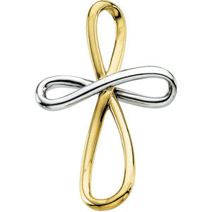 14K Gold & White Metal Fashion Cross Pendant