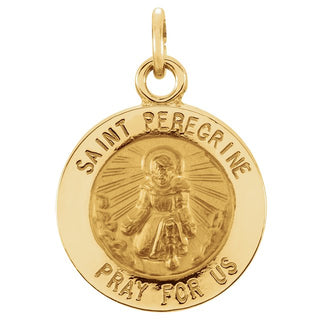 14K Yellow 12 mm Round Saint Peregrine Medal