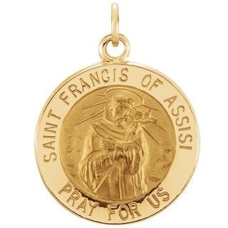 14K Yellow 15 mm Round Saint Francis of Assisi Medal