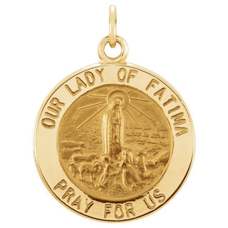 14K Yellow 12 mm Round Our Lady of Fatima Medal