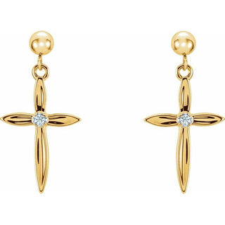 14K Yellow/White .04 CTW Natural Diamond Cross Earrings