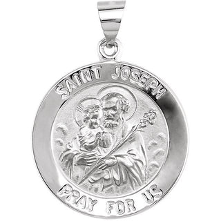 14K White 22 mm Round Hollow Joseph Medal