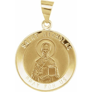 14K Yellow 18 mm Round Hollow Saint Nicholas Medal