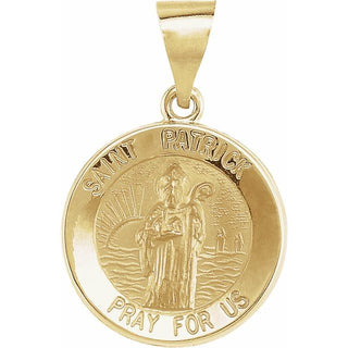 14K Yellow 15 mm Round Hollow Saint Patrick Medal