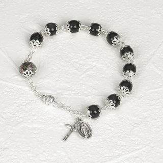 4-pack - Black Cat's Eye Rosary Bracelet with Magnetic Clasp