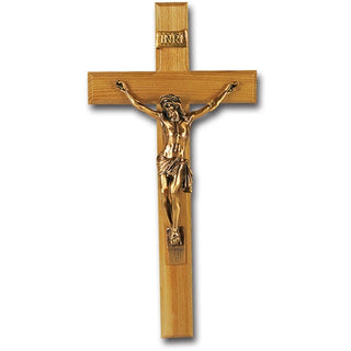 13" Oak Cross With Museum Gold Corpus