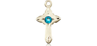 14kt Gold Cross Medal with a 3mm Zircon Swarovski stone