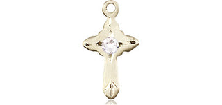 14kt Gold Cross Medal with a 3mm Crystal Swarovski stone