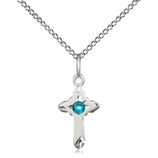 Sterling Silver Cross Pendant with 3mm Zircon Swarovski stone Necklace