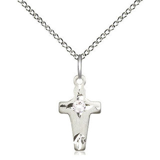 Sterling Silver Cross Pendant with 3mm Crystal Swarovski stone Necklace