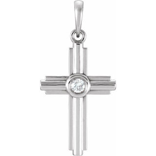 Platinum .06 CT Natural Diamond Cross Pendant