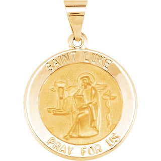 14K Yellow 18 mm Round Hollow Saint Luke Medal