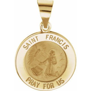 14K Yellow 15 mm Round Hollow Saint Francis Medal