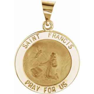14K Yellow 18 mm Round Hollow Saint Francis Medal
