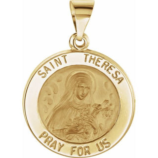 14K Yellow Hollow Saint Theresa Medal