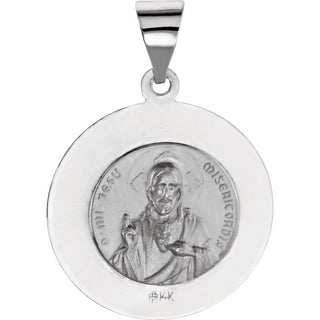 14K White 18x18 mm Round Hollow Scapular Medal 