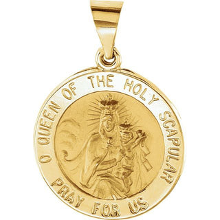14K Yellow 18x18 mm Round Hollow Scapular Medal 