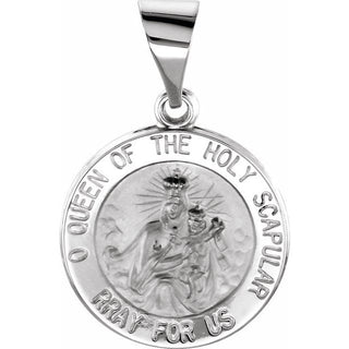 14K White 15x15 mm Round Hollow Scapular Medal 