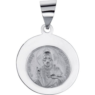 14K White 15x15 mm Round Hollow Scapular Medal 