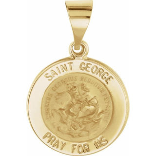 14K Yellow 15 mm Round Hollow Saint George Medal
