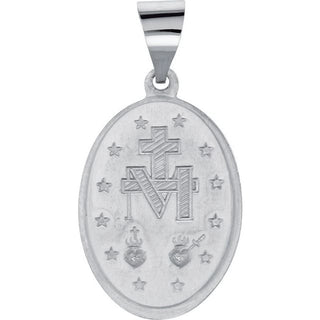 14K White 19x13.5 mm Oval Hollow Miraculous Medal