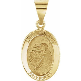 14K Yellow 15x11 mm Oval Hollow Saint Anthony Medal