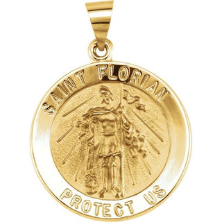 14K Yellow Hollow Saint Florian Metal Pendant